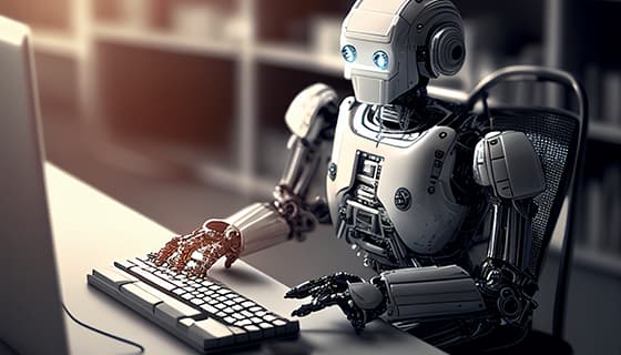 正在使用电脑计算机的机器人图片素材(JPG)