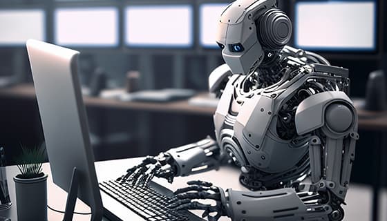 正在使用电脑计算机的机器人图片素材(JPG)