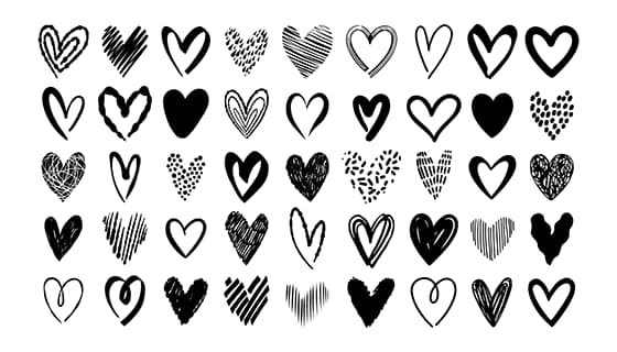 45个手绘涂鸦风格的爱心矢量素材(EPS)
