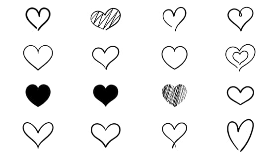 16个手绘涂鸦风格的爱心矢量素材(EPS)