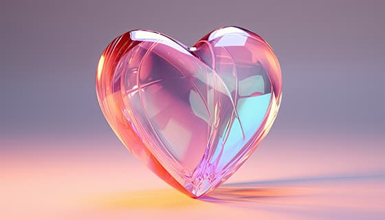 晶莹剔透的立体多彩爱心背景/壁纸图片素材(JPG)