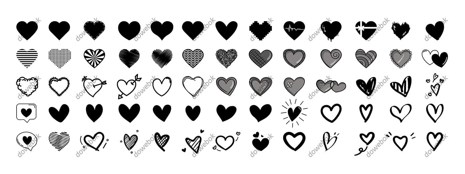 65个爱心图标矢量素材(EPS)