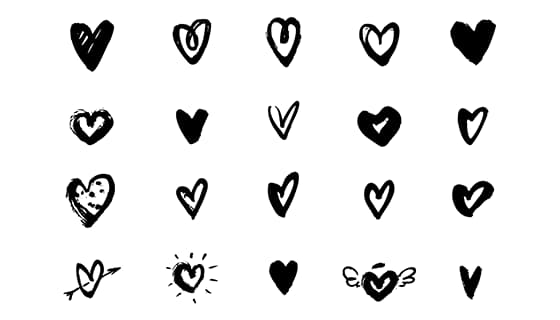 20个手绘涂鸦风格的爱心矢量素材(AI/EPS)