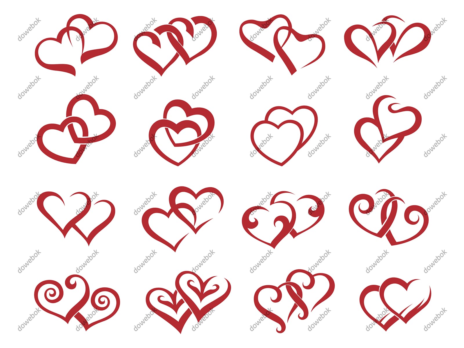 16个红色爱心矢量素材(EPS)