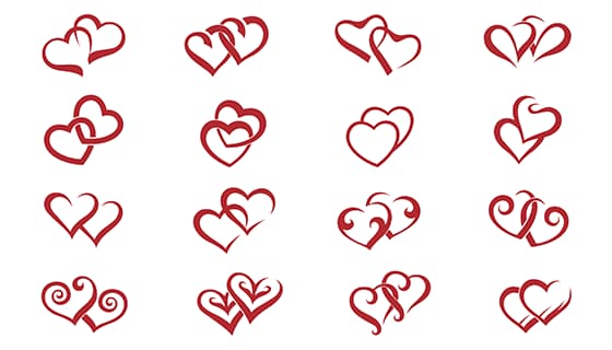 16个红色爱心矢量素材(EPS)