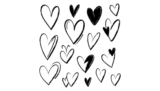 手绘涂鸦风格的爱心矢量素材(EPS)
