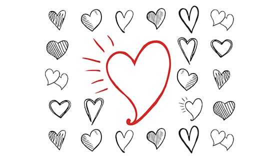 手绘涂鸦风格的爱心矢量素材(EPS)