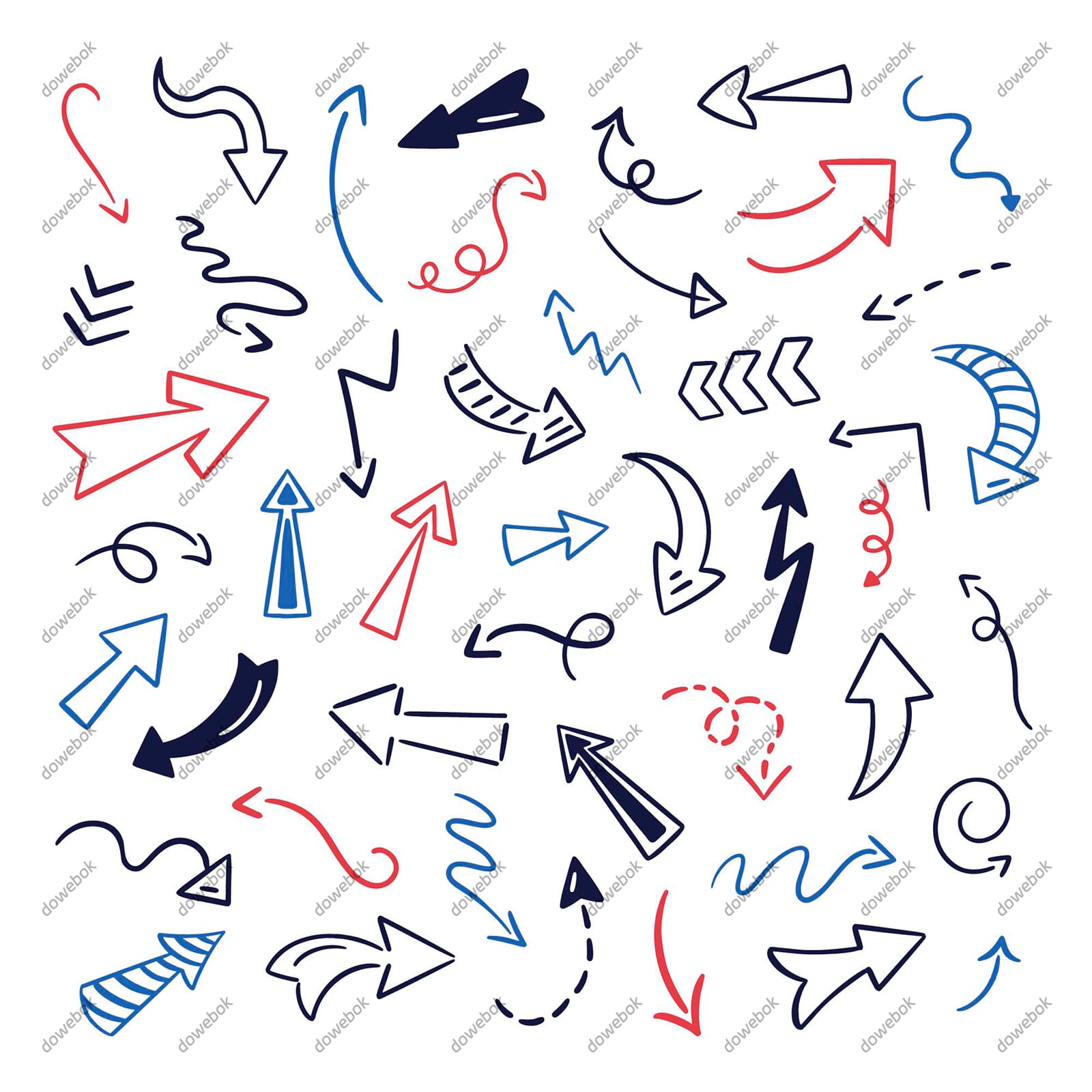 手绘涂鸦风格的箭头矢量素材(AI/EPS)