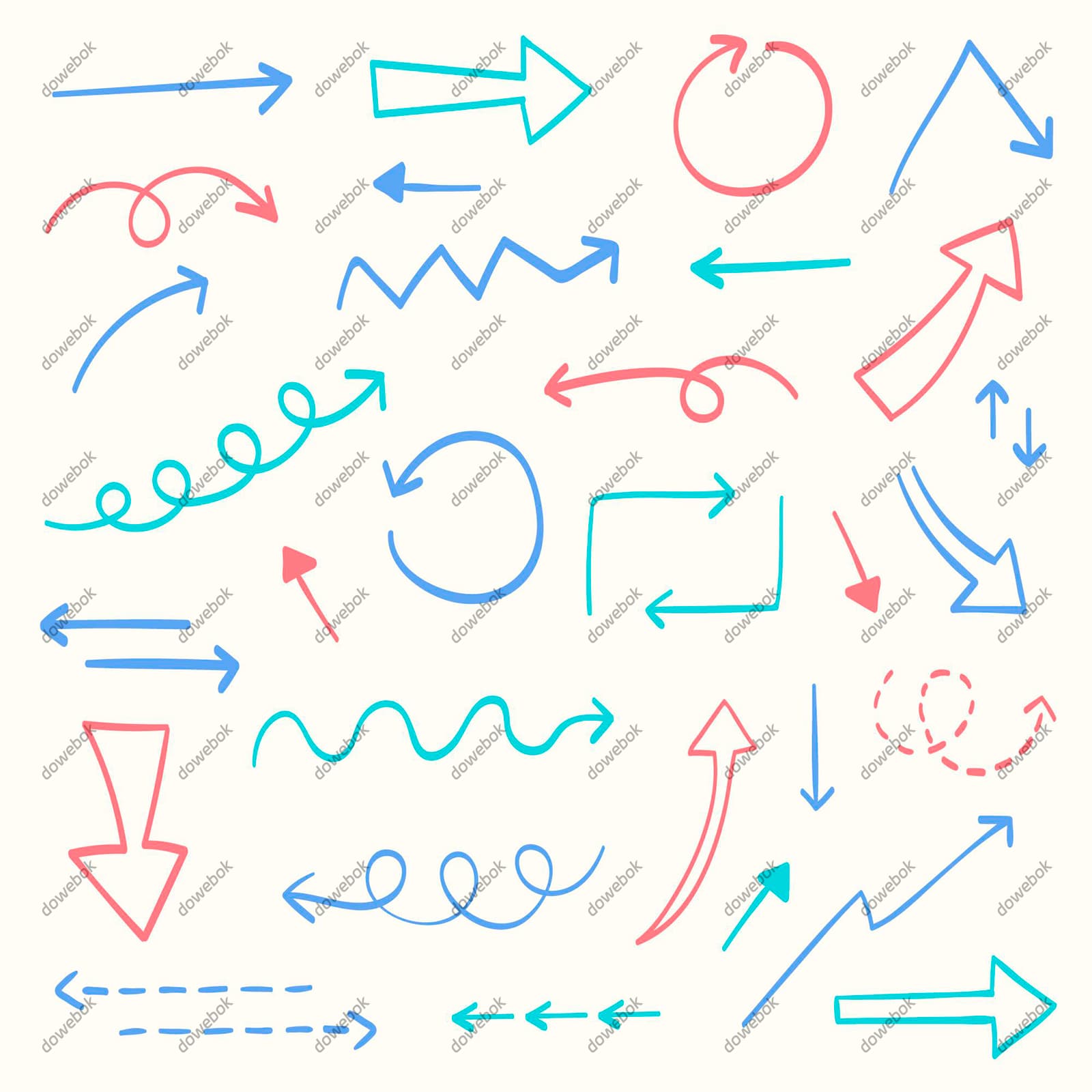 手绘涂鸦风格的箭头矢量素材(AI/EPS)