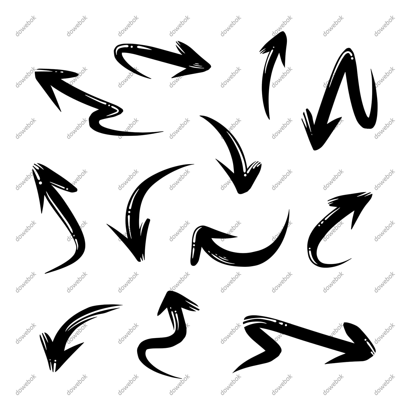 手绘涂鸦风格的箭头矢量素材(EPS)