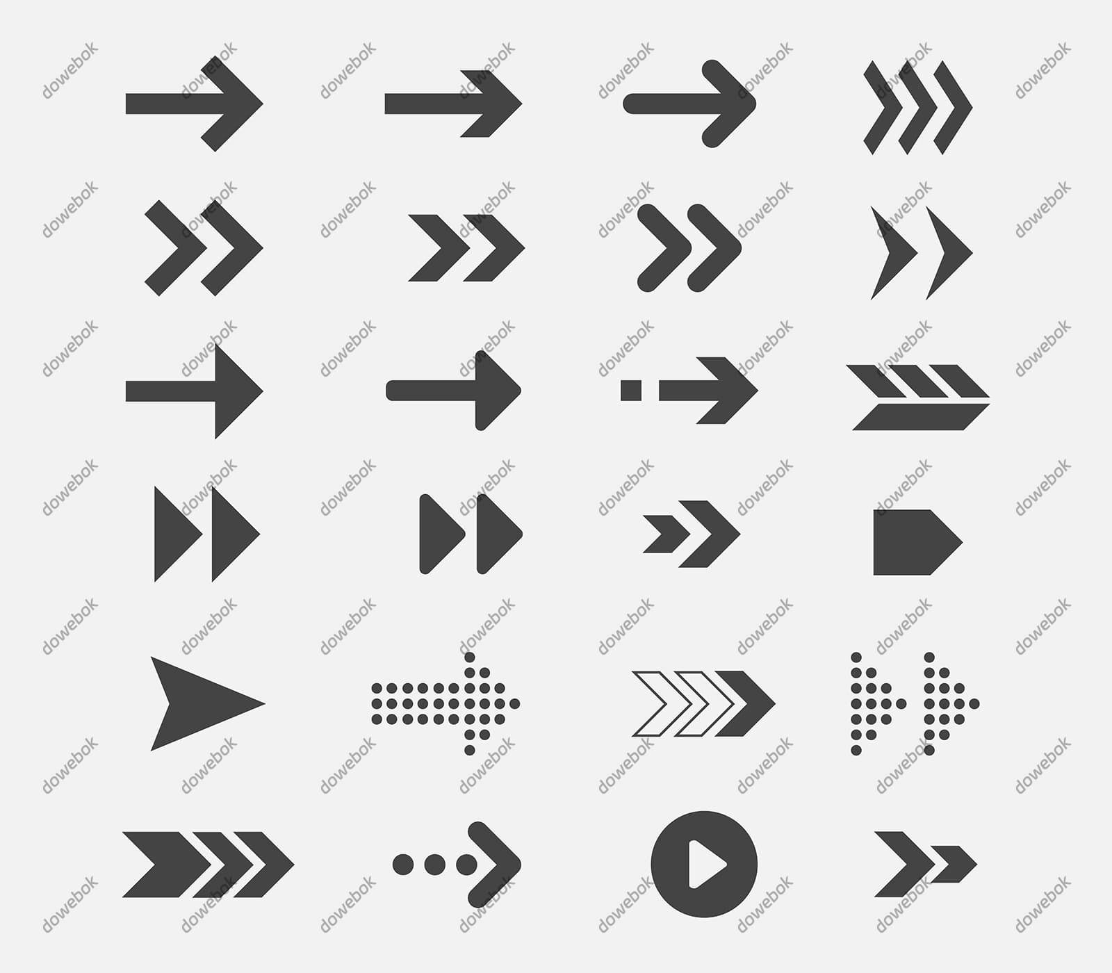 24个不同样式的箭头矢量素材(EPS)