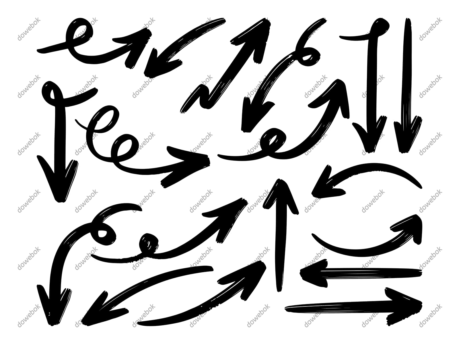 手绘涂鸦风格的箭头矢量素材(EPS)