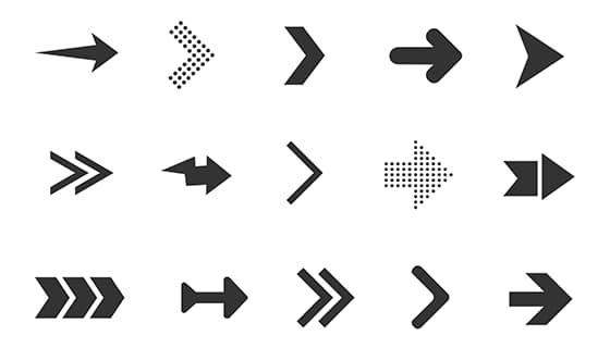 15个不同样式的黑色箭头矢量素材(EPS)