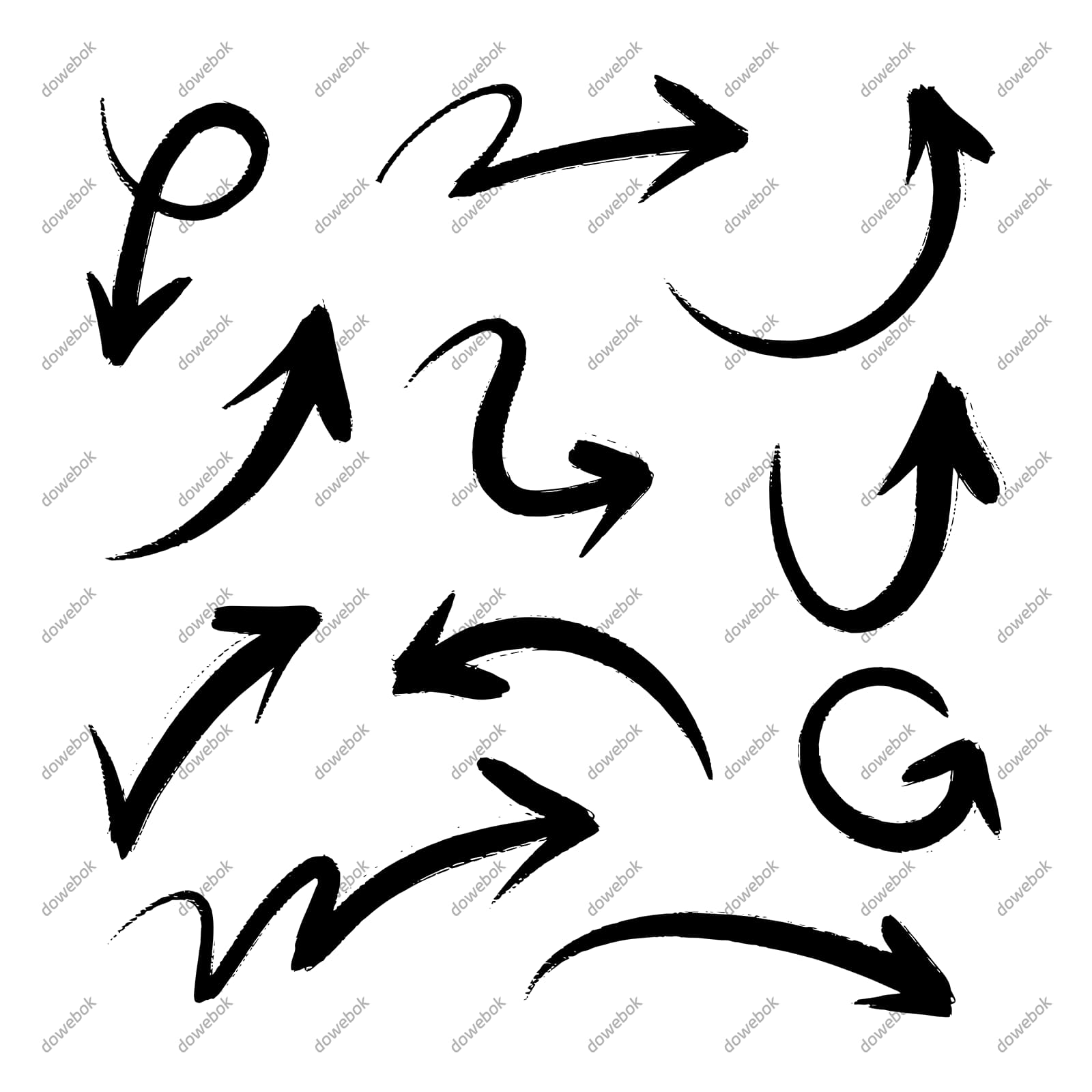 手绘涂鸦风格的黑色箭头矢量素材(EPS)