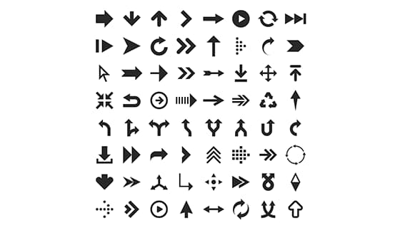 64个黑色箭头图标图片素材(JPG)