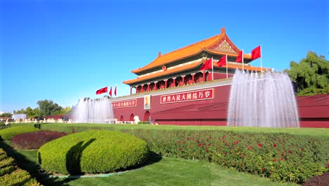 侧面视角的首都北京天安门广场