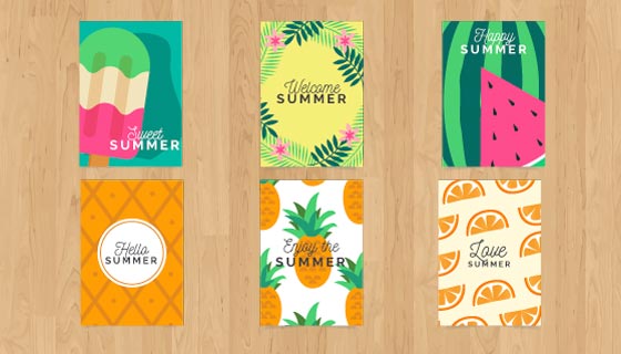 海滩元素夏日卡片矢量素材(EPS/AI/PNG)