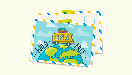 旅游元素明信片矢量素材(EPS/AI/PNG)