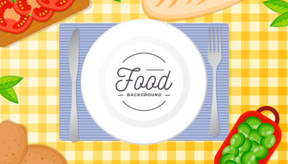 盘子和美味食物矢量素材(EPS/AI)