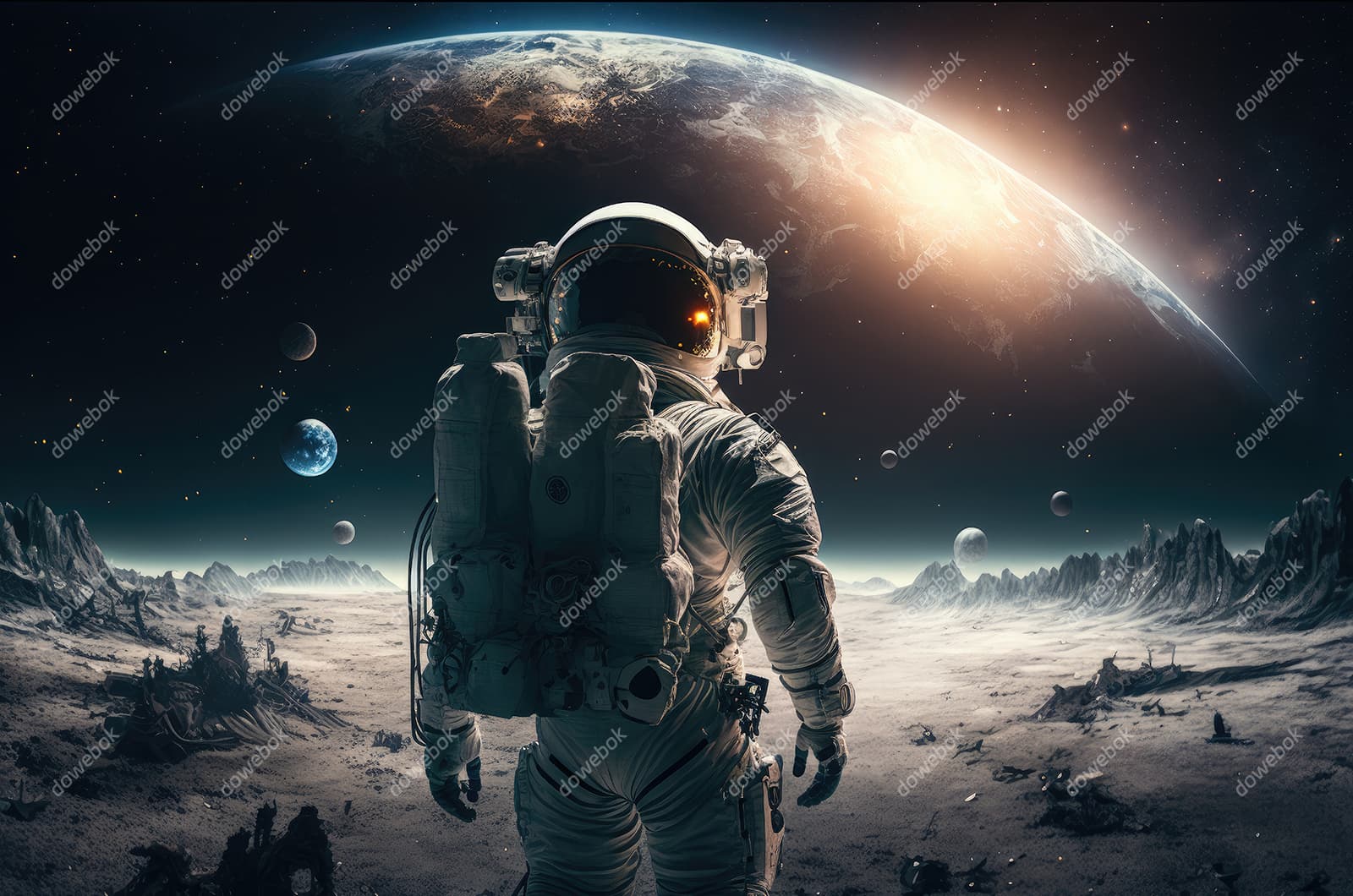 探索外星球的宇航员图片素材(JPG)