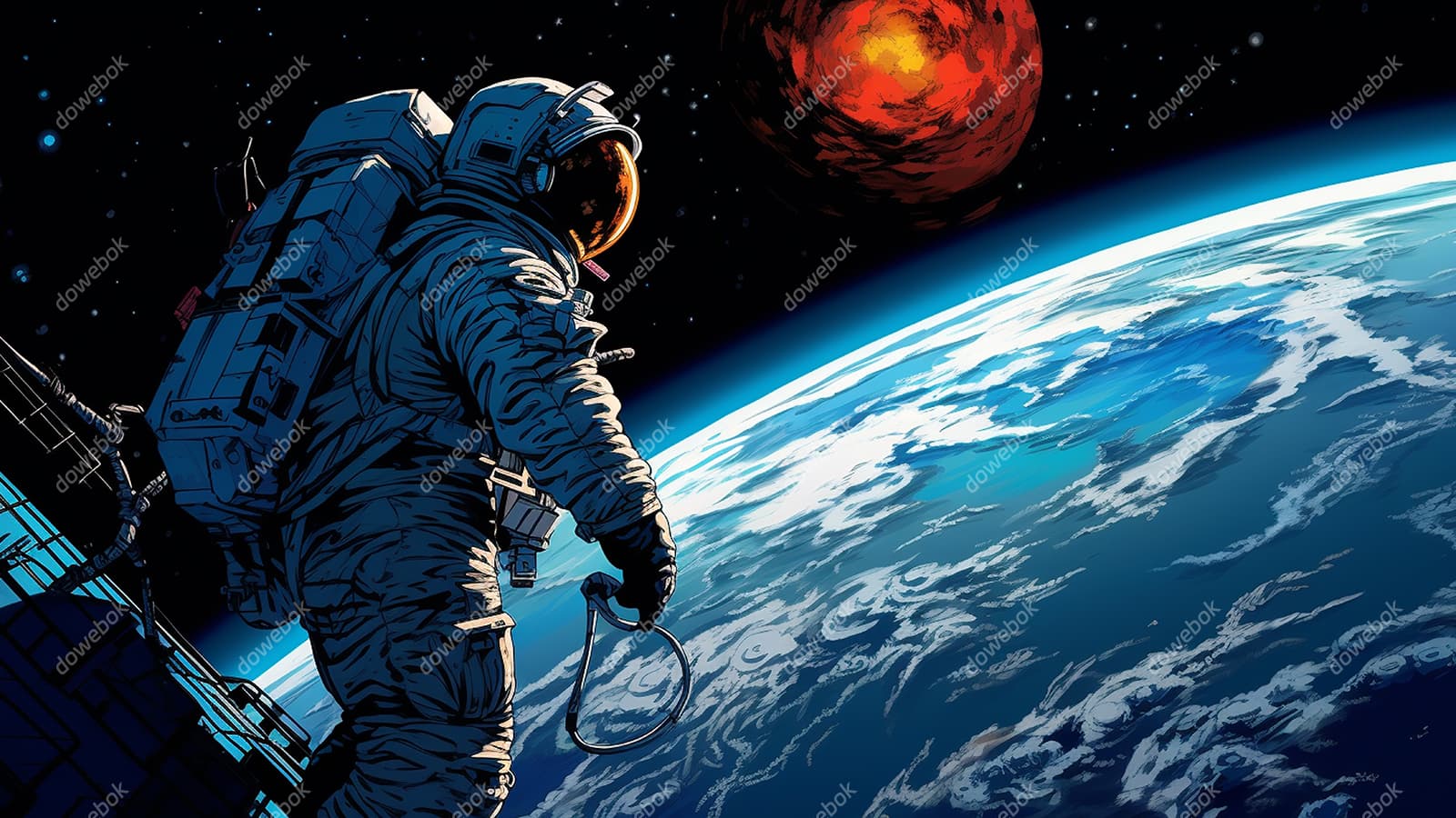 出舱作业的宇航员图片素材(JPG)