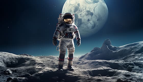 站在月球上的宇航员图片素材(JPG)