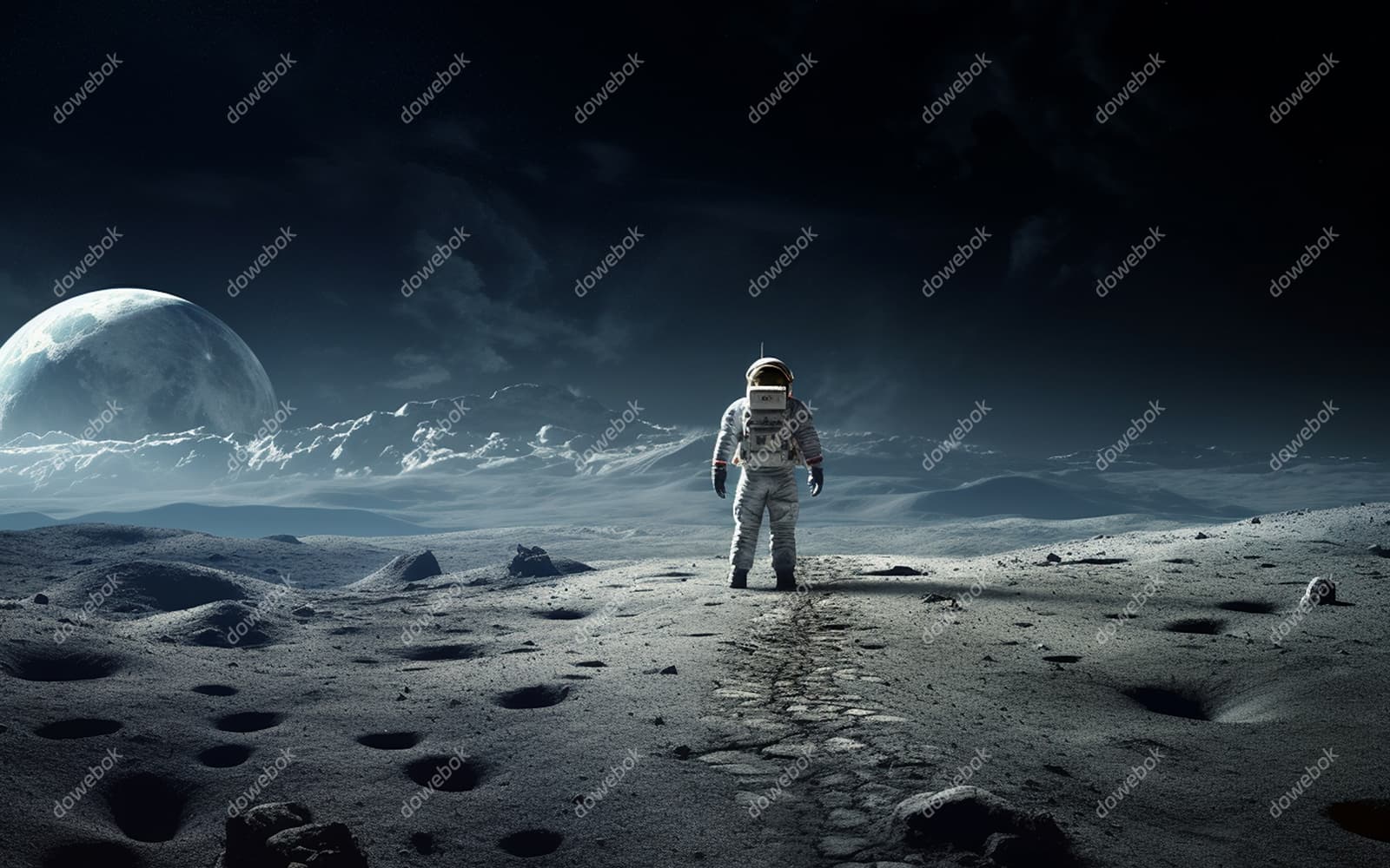 站在月球上的宇航员图片素材(JPG)