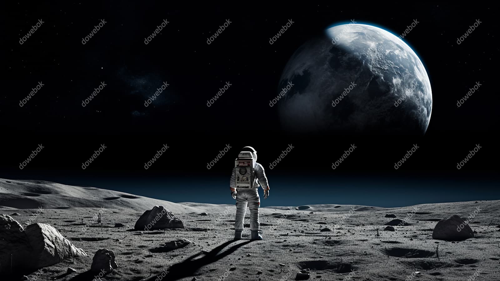 站在月球上的宇航员图片素材(JPG)