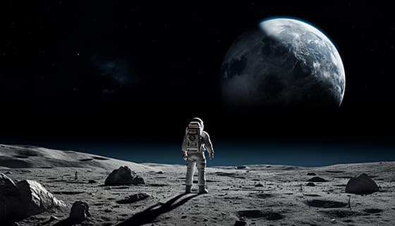 站在月球上的宇航员图片素材(JPG)