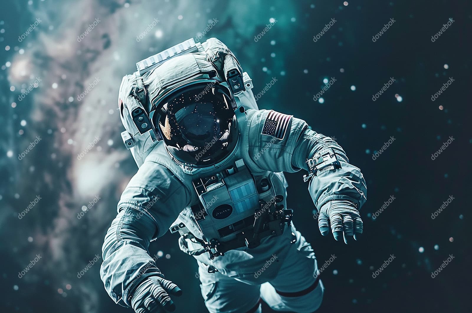 漂浮在浩瀚无边的宇宙中的宇航员图片素材(JPG)