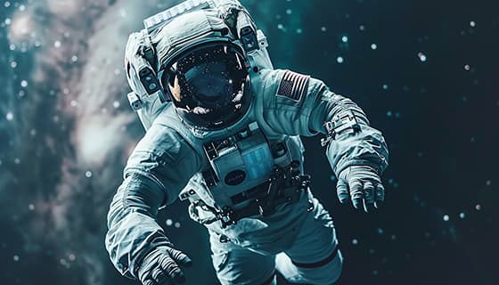 漂浮在浩瀚无边的宇宙中的宇航员图片素材(JPG)