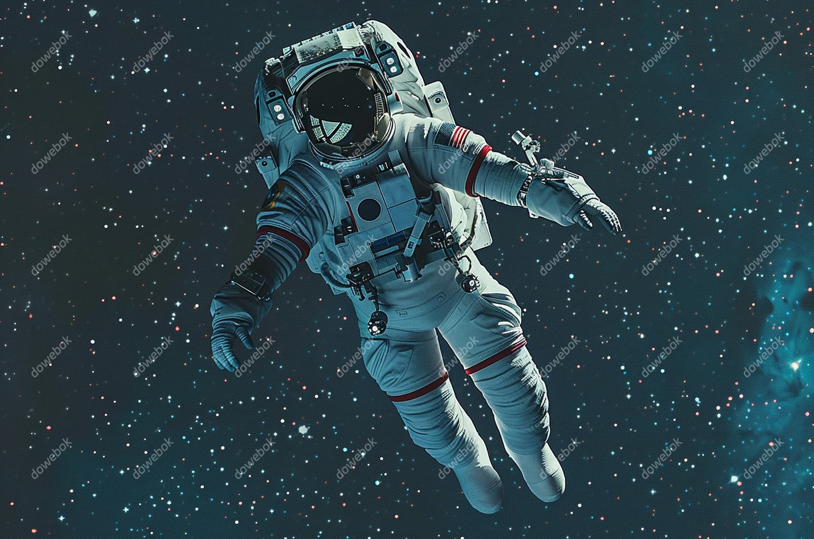 漂浮在浩瀚无垠的宇宙中的宇航员图片素材(JPG)