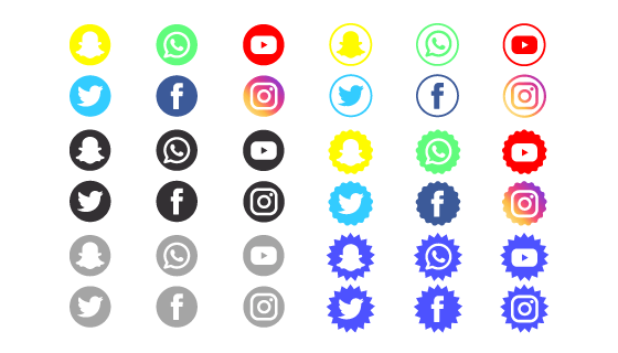 扁平社会化媒体图标矢量素材(EPS/PNG)