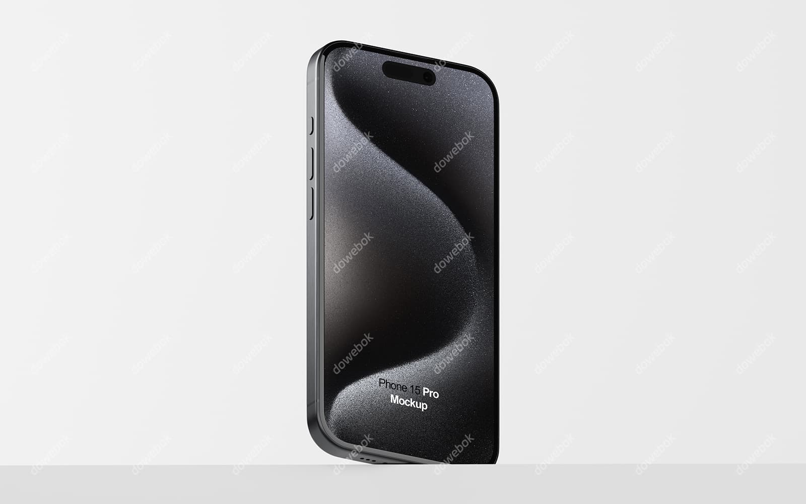 立起来的黑色钛金属 iPhone 15 Pro Max 手机素材(PSD)