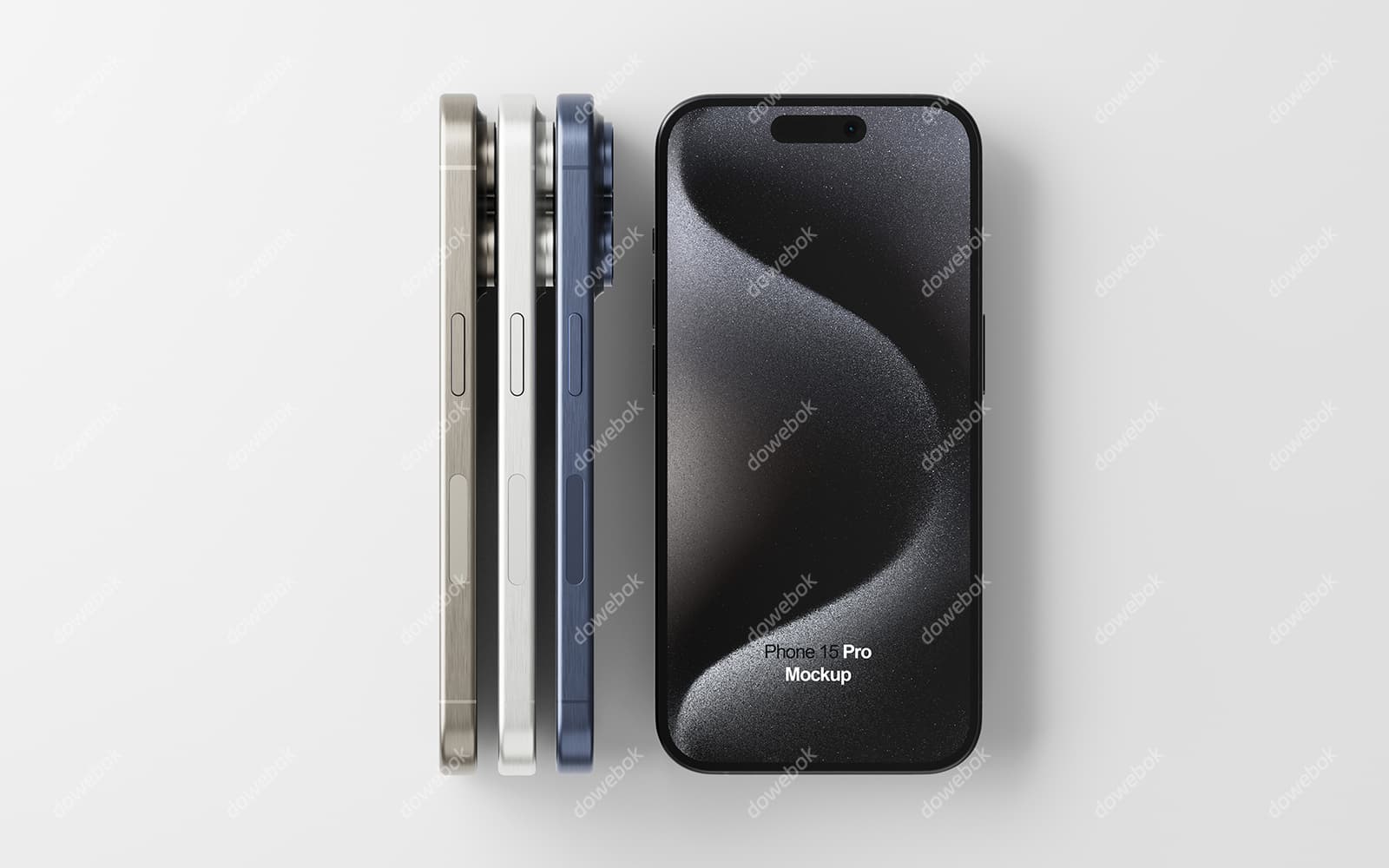 四台不同颜色的 iPhone 15 Pro Max 手机素材(EPS)