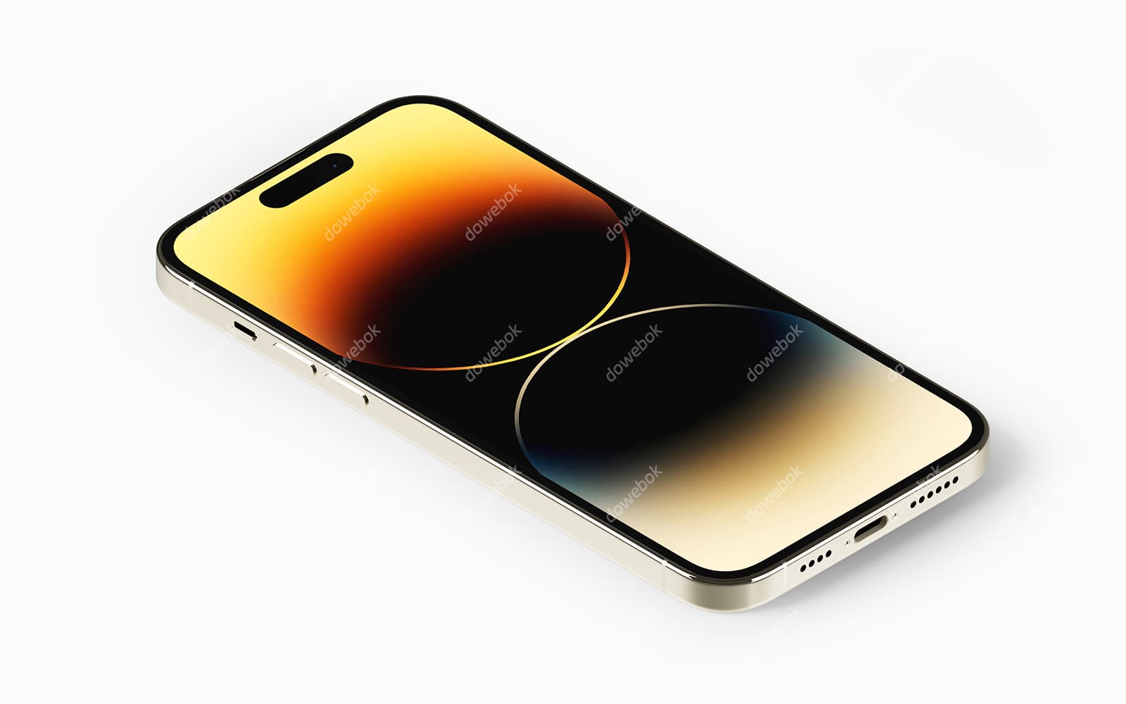 金色 iPhone 14 Pro Max 手机素材(PSD)