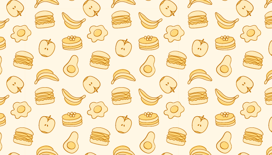 各种各样的食物组成的背景矢量素材(EPS/AI)