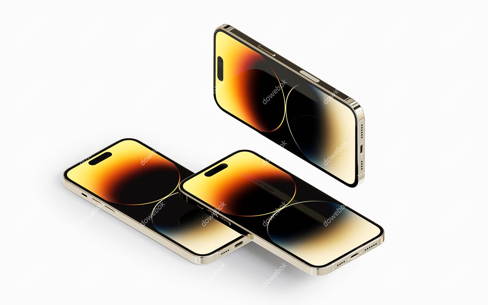 金色 iPhone 14 Pro Max 手机素材(PSD)