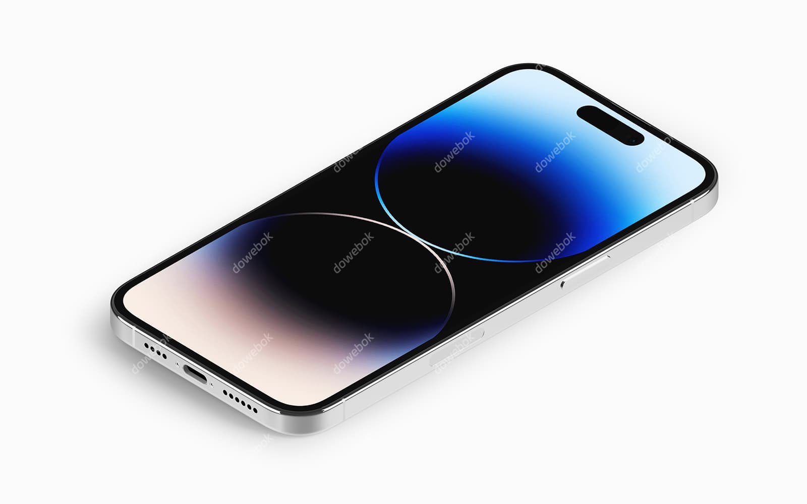 银色 iPhone 14 Pro Max 手机素材(PSD)