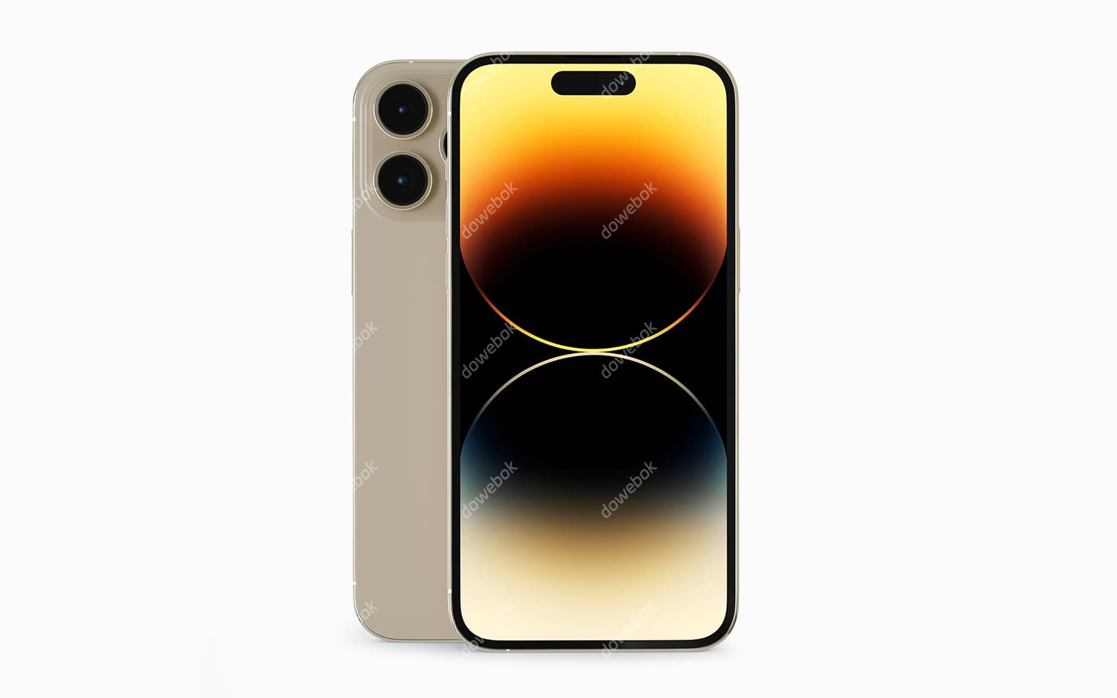 金色 iPhone 14 Pro Max 手机素材(PSD)