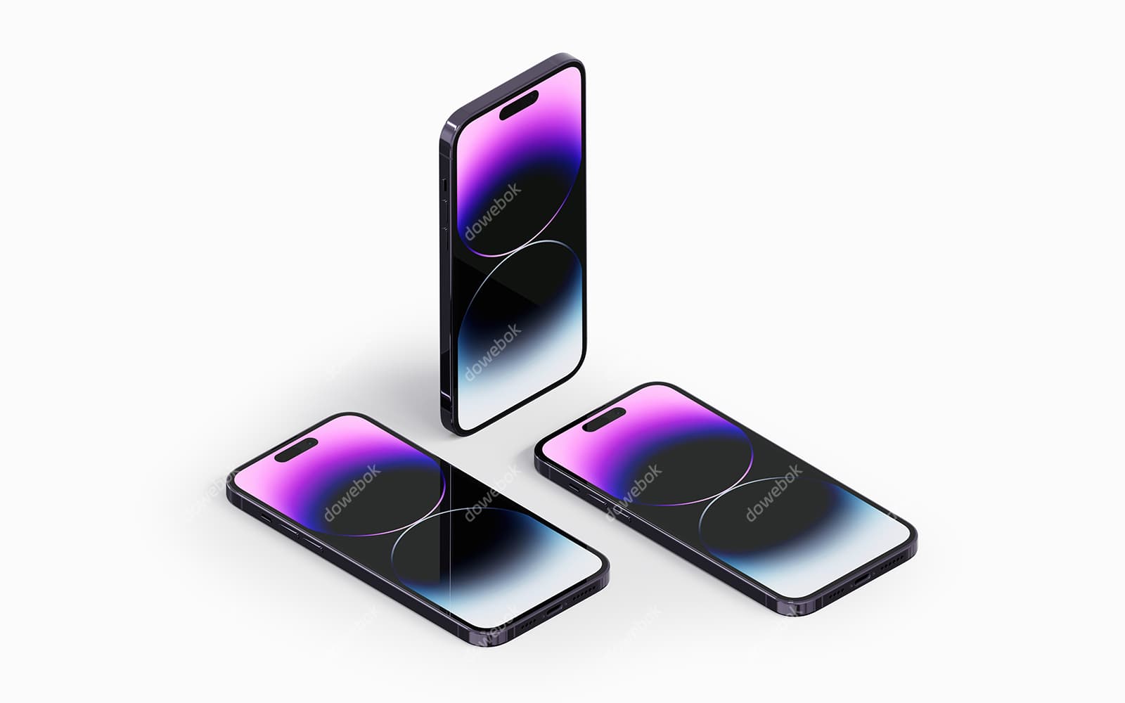 暗紫色 iPhone 14 Pro Max 手机素材(PSD)