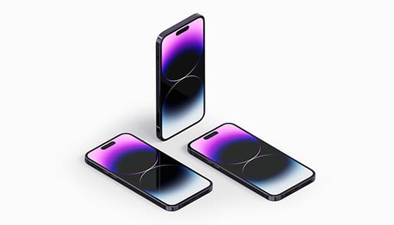 暗紫色 iPhone 14 Pro Max 手机素材(PSD)