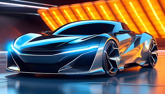 富有科技感的蓝色跑车图片素材(JPG)