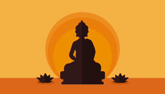 佛像剪影矢量素材(EPS/AI)