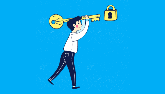 手绘男子开锁矢量素材(EPS/AI/PNG)