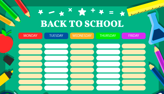 学习工具设计的课程表矢量素材(EPS/AI)