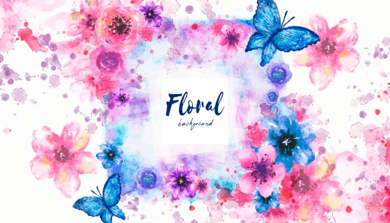 漂亮水彩花卉背景矢量素材(EPS/AI)