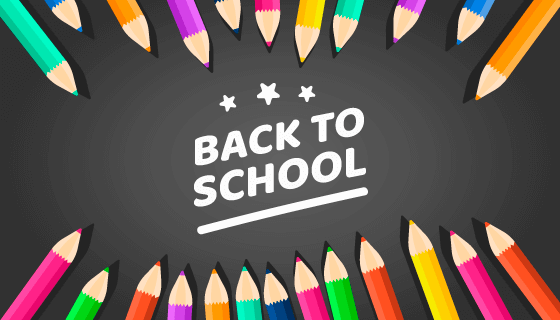 彩色铅笔设计开学季返校矢量素材(EPS/AI/PNG)