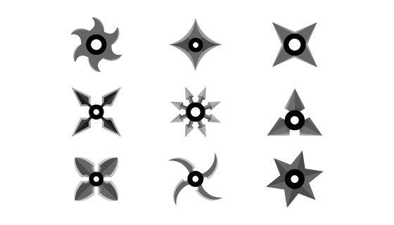 忍者手里剑集合矢量素材(EPS/AI/PNG)