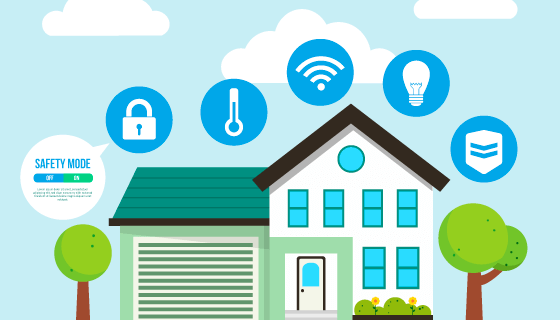 扁平风格智能家居矢量素材(EPS/AI/PNG)